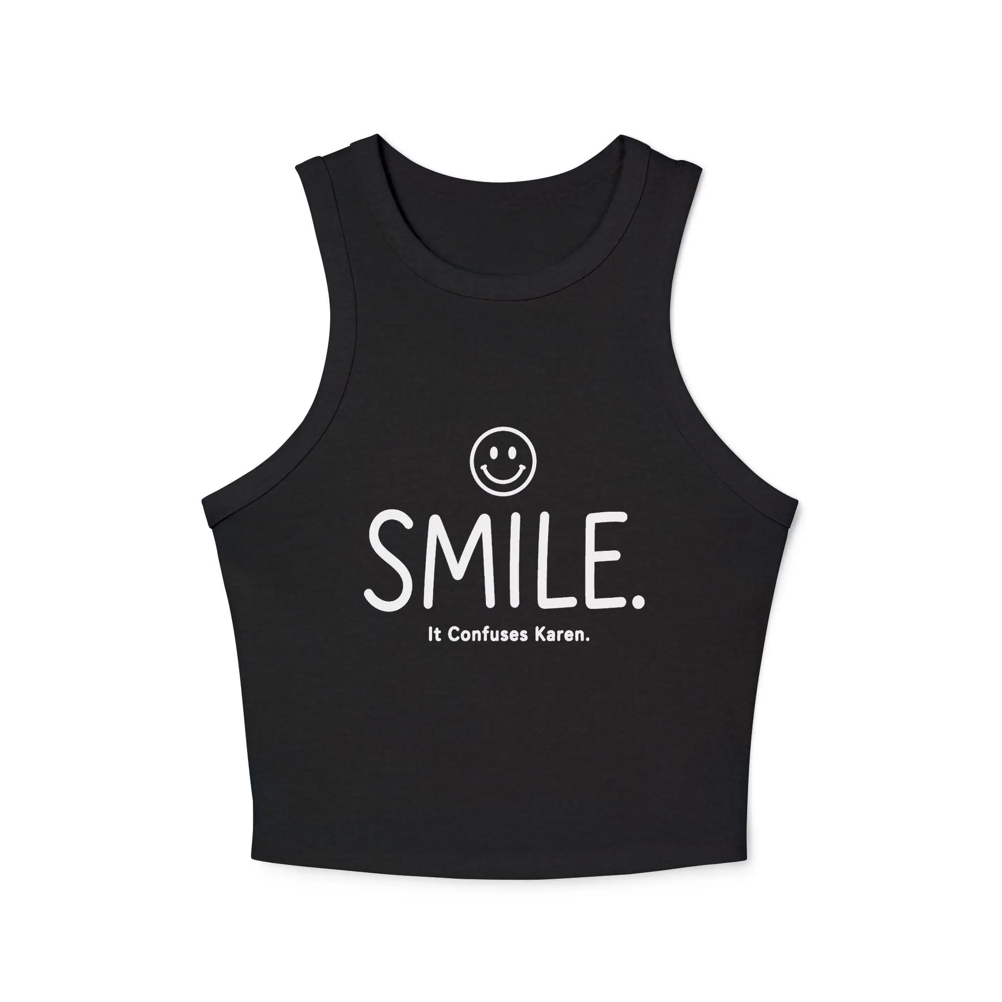 SMILE. It Confuses Karen Micro Rib Tank Top | Womens Fitted Streetwear | Funny Apparel