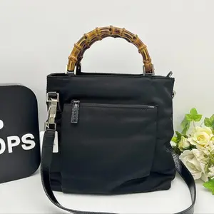 Pre-owned GUCCI As Shown Shoulder Bags Bamboo Handle Nylon 2way Shoulder Bag AI836