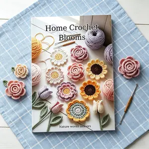 Crochet Pattern Notebook, Home Crochet Floral Tutorial Book, 14x21 Cm, Indoor Floristry Guide, Step-By-Step Photos, Beginner Friendly