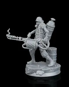 Cyberpunk Warfare Resin 3D Miniatures - 3D-Detailed Flamethrower Design, Paintable Collectible Statues for DnD Tabletop Game, Home Decor Accents