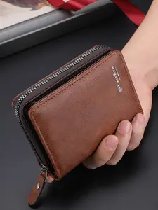 Father's Day Gifts, Men's Business Fashion Zipper Short Wallet, Casual Trendy Multi Card Slot Card Holder, Simple Style Wallet for Work & Daily Use