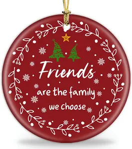 Friend Christmas Ornaments Gifts for Women Men, 3" Ceramic Christmas Tree Friendship Ornaments Decorations Gifts for Friends Coworkers Bestie Sister, Best Friend Birthday Gifts Xmas Decoracion Gift
