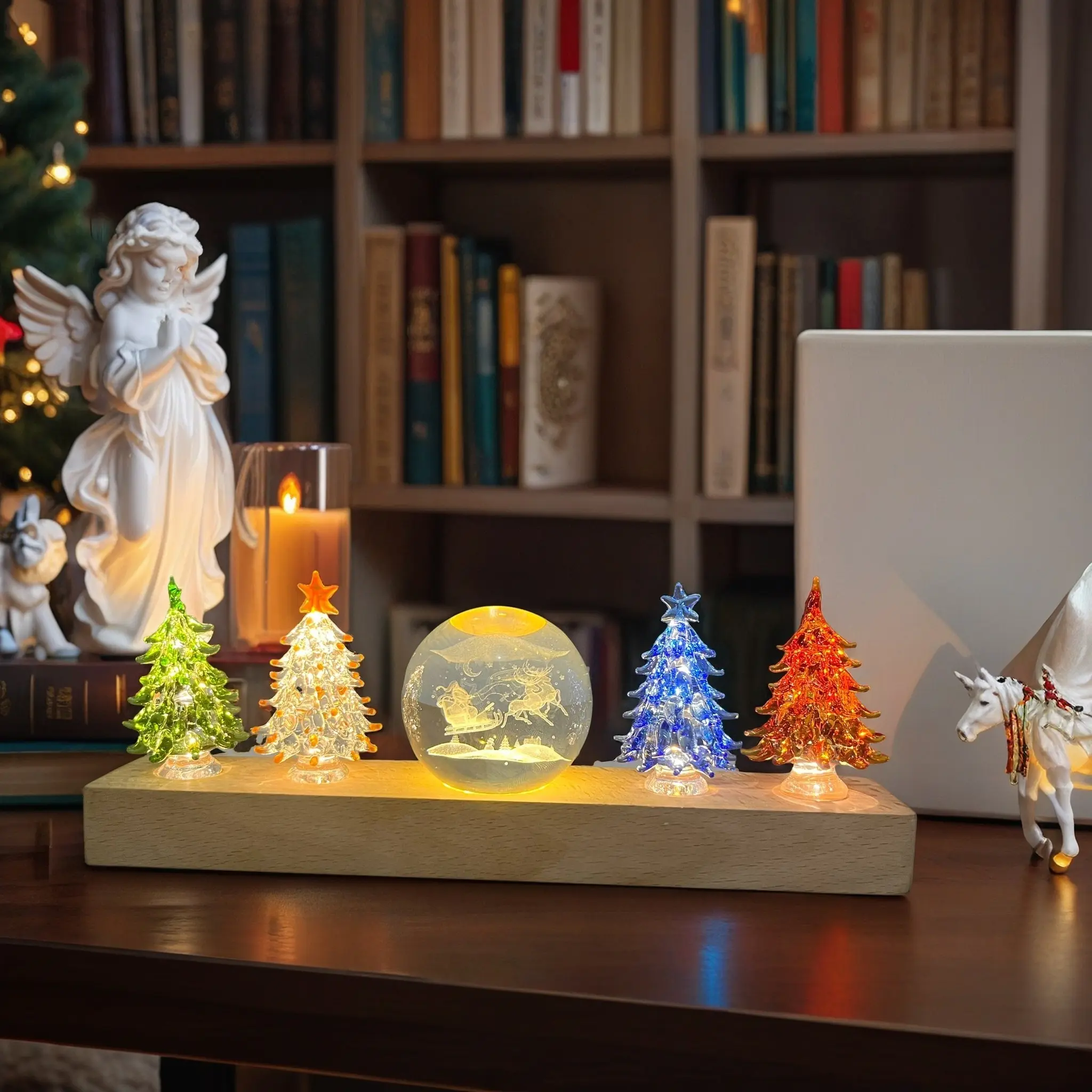 4 Pieces Small Colored Crystal Christmas Trees for Festive Home Decoration, Perfect for Christmas Gifts and Holiday Decor