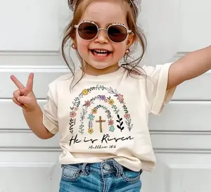 Adult & Youth Happy Easter Shirt, Floral Rainbow He Is Risen Cute Tee, Easter Youth TShirt