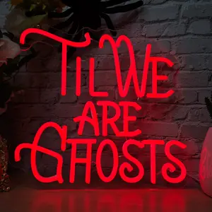 Til We Are Ghosts Neon Signs for Wall Decor, Dimmable LED Halloween Party Gothic Wedding Sign Backdrop Neon Light Sign, USB Powered,Valentines Gift Birthday Wedding Party Decor,Halloween