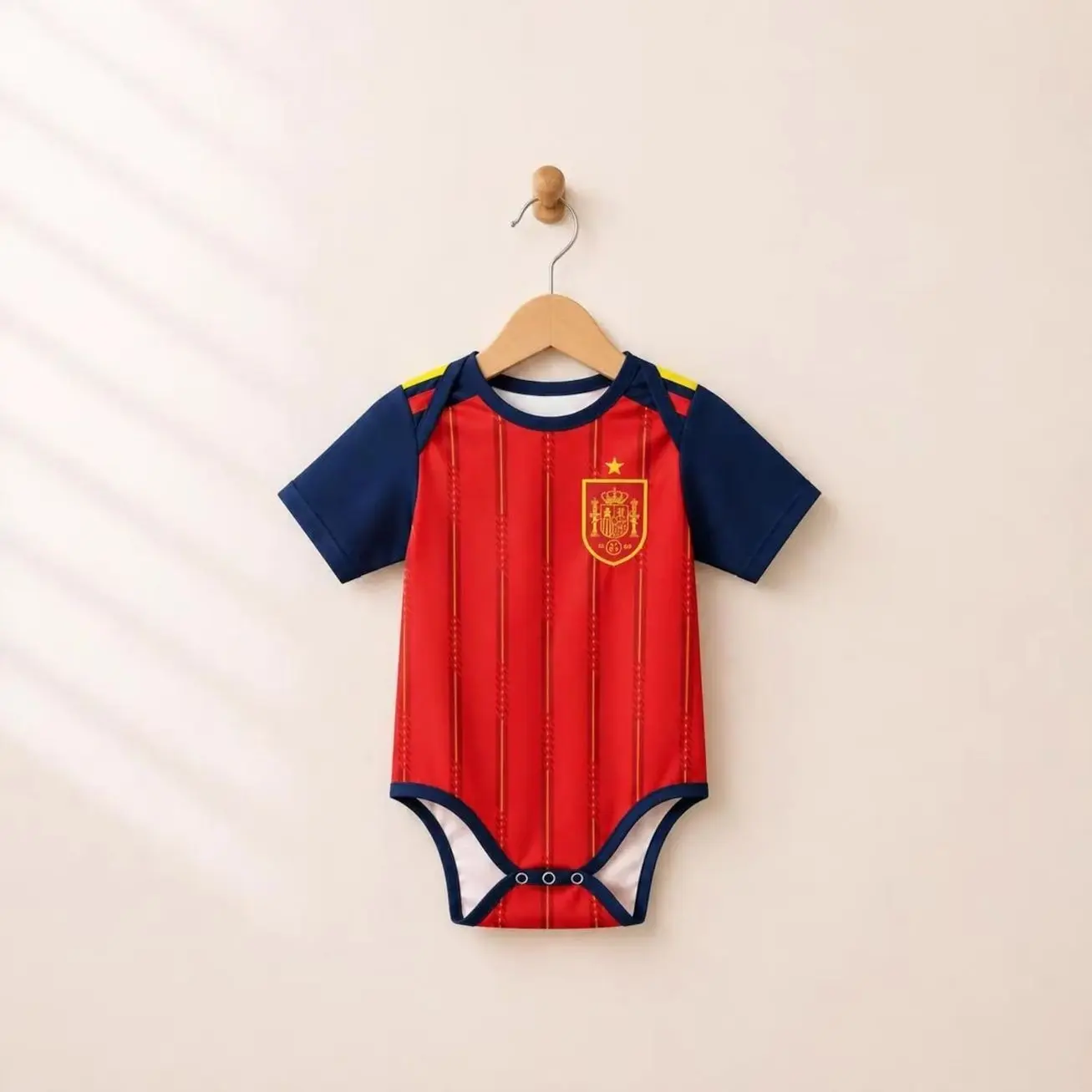 Spain Baby Soccer Bodysuit, Personalized Football Onesie, Custom Name Number Infant Outfit, Spain Fan Baby Shower Gift 5D2