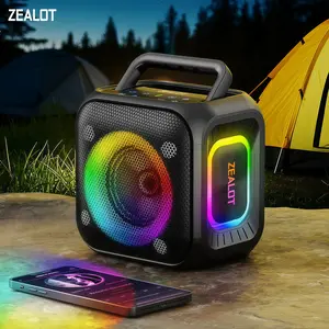 Zealot Portable Waterproof Bluetooth-compatible Speaker, Large Sound Bass, RGB Light Effect, 6000mah Long Lasting, Supports TF/USB/aux, Home Outdoor Camping Car Party Gym Gift, Portable Speakers