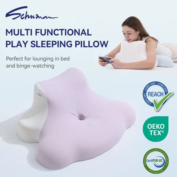 Schuman Multi-Functional PlayPillow SleepingPillow play sleep pillow All-Position Support for Lounging Rest Gaming Binge-Watching & Napping Memory Foam Comfort Ultra-Breathable Fabric Machine Washable OEKO-TEX Certified