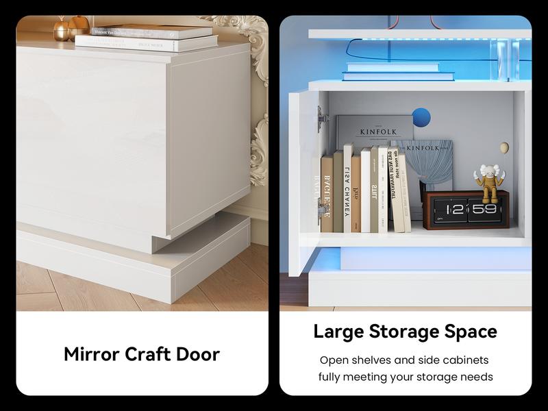 [Ships 1 Packages]  oneinmil 70 Inch White TV Stand, Modern Entertainment Center with Storage, Media Console for Living Room&Bedroom tables nursery 2-layer shelf