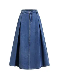 2026 Spring/Summer Elegant and Fashionable College Chic Casual Denim Skirt - Simple and Versatile Must-Have Fashion Piece with Elastic Fit