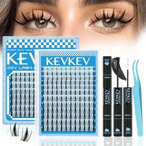 Fairy Lash Clusters Kit Manga Lash Extension Kit Invisible Band Anime Spiky Lash Clusters Eyelash Clusters Kit with Lash Bond and Seal(Fairy Kit-8-18mix)