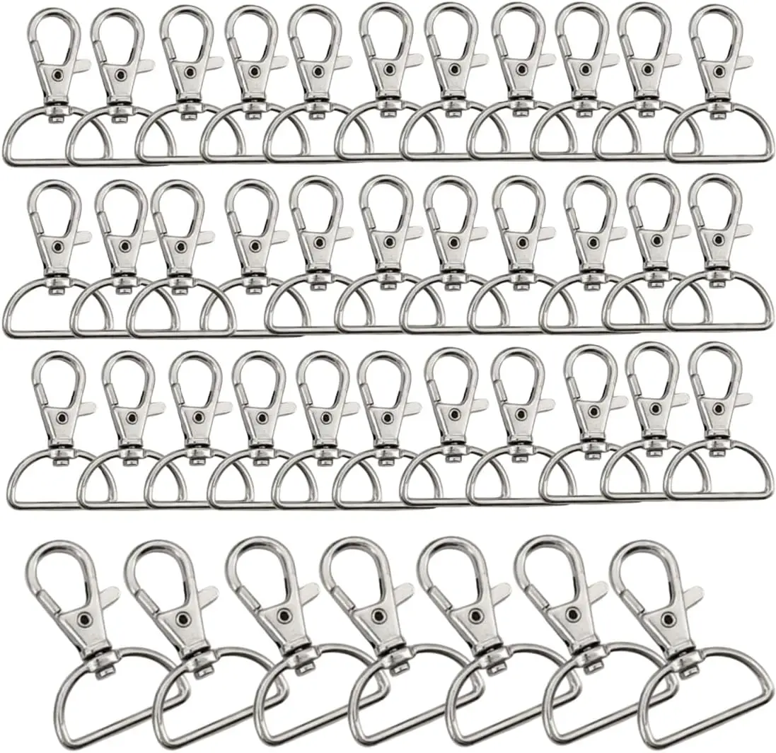 Swivel Clasp Hooks,Key Chain Clip Hooks, D Ring Clip Lanyard Hardware for  Making, Lanyard Making, Purse Hardware,40 Pcs (1"Lnside Width)