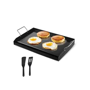VEVOR Carbon Steel Griddle, 24x16 in Universal Flat Top Rectangular Plate Gas Grill Accessory for BBQ Grilling & Teppanyaki, Portable Family Cookware with Handle for Camping