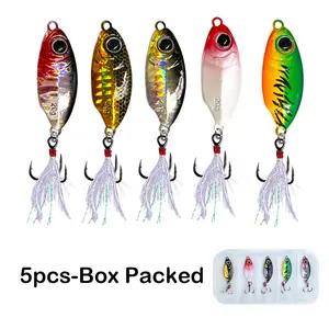 5pcs-Metal Jigs Fishing Lures Box Packed Sinking Metal Spoons Micro Jigging Bait Swimbait for Walleye Bass Freshwater Bass Fishing Lures