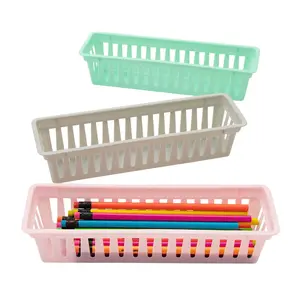 10" x 3" Pastel Plastic Classroom Pencil & Marker Baskets - 6 Pc.