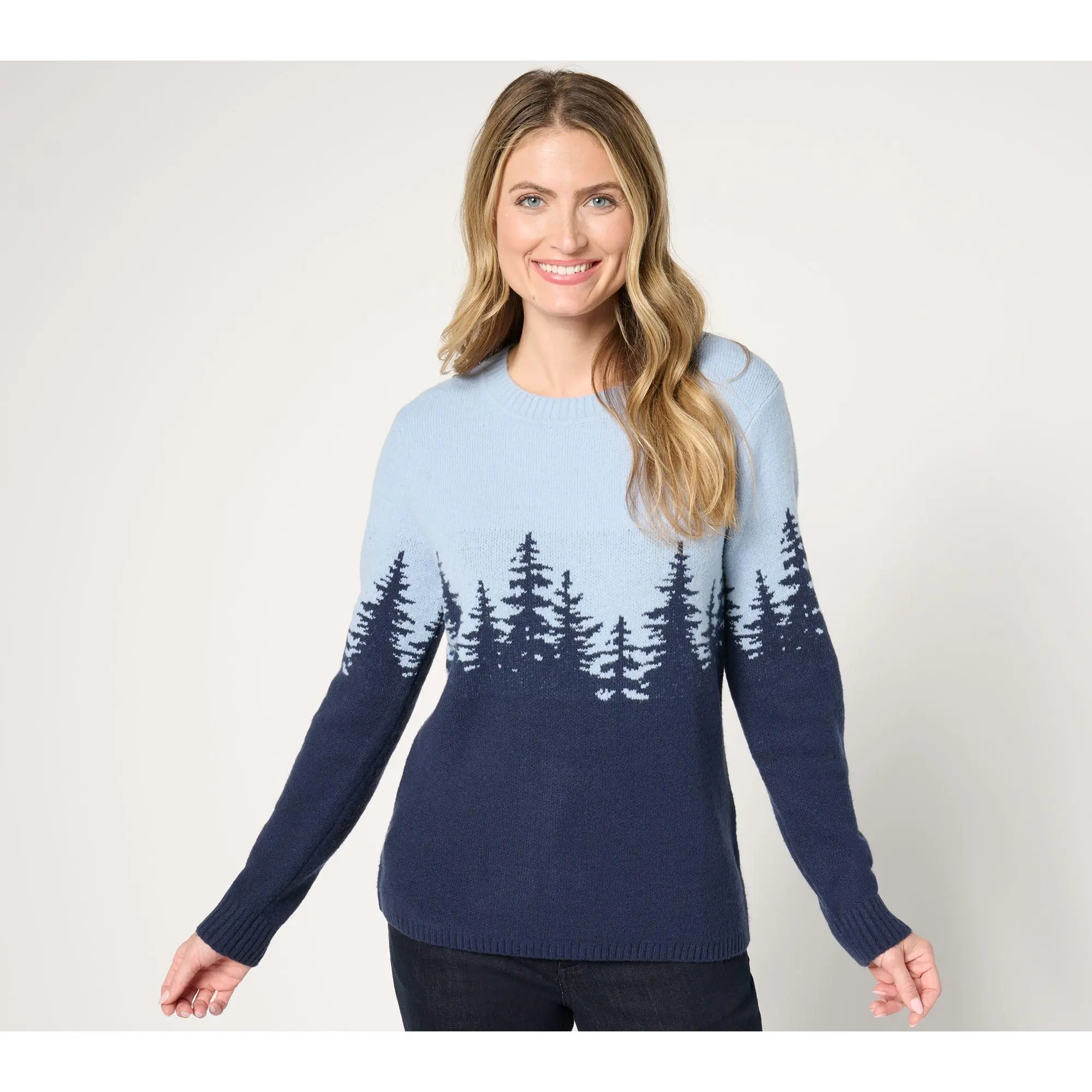 Denim & Co. Crewneck Long-Sleeve Scenic Sweater