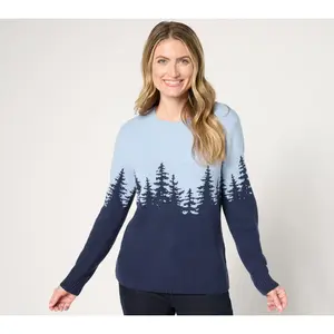 Denim & Co. Crewneck Long-Sleeve Scenic Sweater