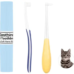 Ultra Soft Nano Bristles Cat Toothbrush,Pet Dental Care Kit,Kitten Toothbrush with Micro Head to Fit into Cat/Kittens Mouth,Soft Bristles Avoid Bleeding Gums,Make Pets Love Brushing Teeth