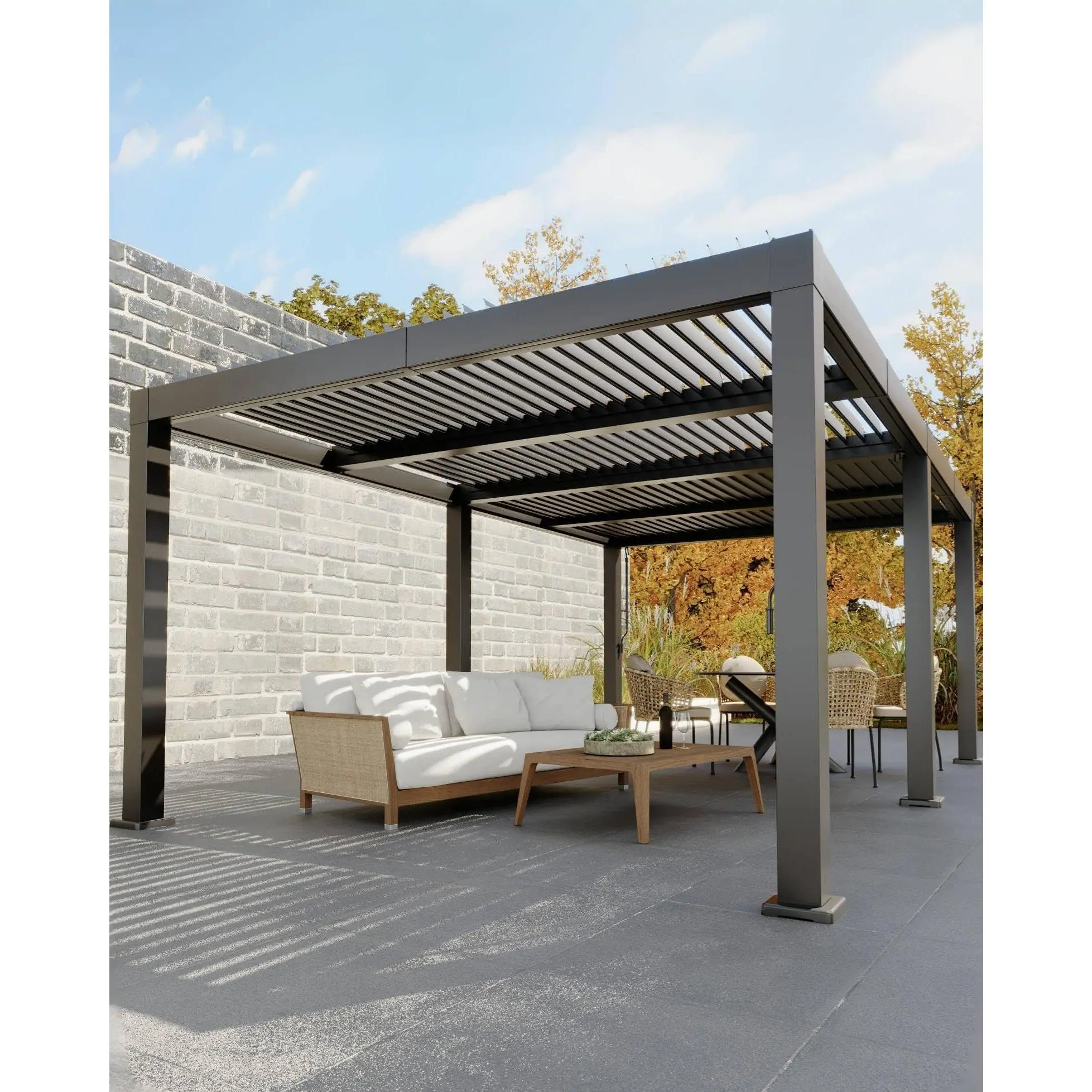 GARVEE Louvered Pergola 12' x 20',Outdoor Aluminum Pergola,Hardtop Gazebo,Modern Style with Adjustable Louvers,Reinforced Aluminum Frame,Integrated Drainage System,for Deck Garden Yard(Grey)