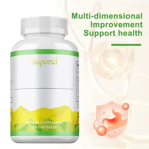 Buporai 120-capsule dietary supplement, vegetarian softgels, contains natural extracts such as Garcinia Cambogia, calcium carbonate, sodium chloride, and mango powder to support digestive health.