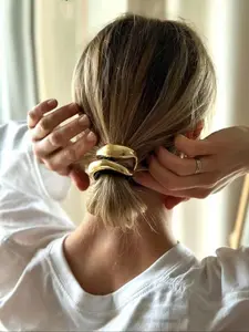 Elegant Hollow Out Design U-shaped Metal Hair Tie, Fashion Hair Accessories for Women & Girls, Minimalist Headwear Suitable for Thick Hair, Elastic Tie Band