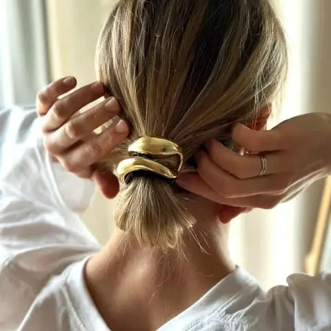 Elegant Hollow Out Design U-shaped Metal Hair Tie, Fashion Hair Accessories for Women & Girls, Minimalist Headwear Suitable for Thick Hair, Elastic Tie Band, Elastic Hair Accessory, Fashionable Hair Accessories