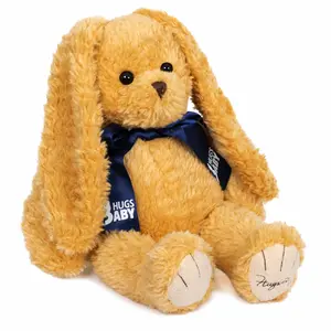 SNOWOLF Fluffy Bunny Stuffed Animal, 11Inch 16Inch Long Ear Rabbit Plush Toy with Blue Bow, Soft Cuddle Bunny for Kids, Bedtime Buddy, Room Decor Gift