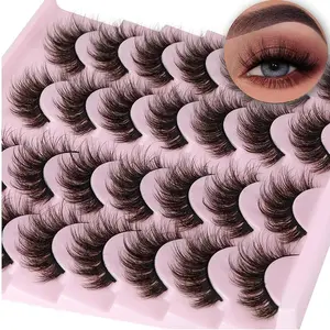 14 Pairs Wispy Faux Mink Lashes Fluffy 5D Volume Reusable Natural Look Fake Eyelashes Pack