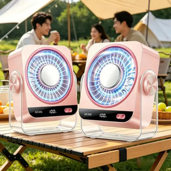Small Portable Desk Fan, Rechargeable USB Fan – 199 Speed Settings, Digital Display, Quiet Turbo Airflow Fan, 180° Tilting Personal Desktop Fan for Bedroom, Office, Travel, Camping, RV & Cruise