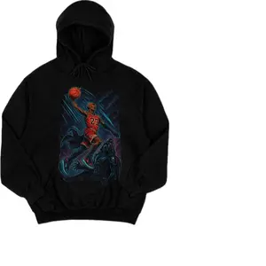 AIRWARS Basketball Hoodie - Black Hooded Sweatshirt with Graphic Print for Sports Fans Pullover
