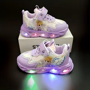 New Girls' Light-Up Sneakers Cartoon Pattern Casual Shoes All-Season Wearable Fashionable Comfortable Children's Light-Up Shoes1011
