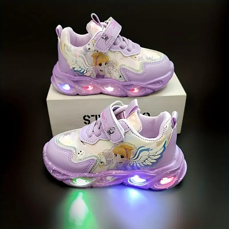Girls' LED Trainer Sneakers - Casual Cartoon Light-Up All-Season Kids' Footwear