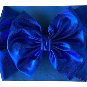 Bohostyle Royal Blue Shimmery Shiny Stretchy Baby Headwrap Headband - Comfortable Fit for Girls, Available in Multiple Sizes