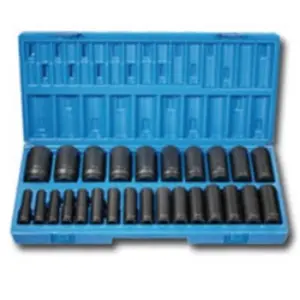 212 MAIN 26-Pc 0.5-Inch Drive 12-Point Deep Metric Wrench Set, Chrome Moly Steel Construction, High Torque, Drive Impact Socket, Storage Organization Compatible