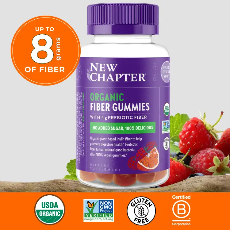 New Chapter Fiber Gummy Adult for Adults, up to 8g Plant-Based Prebiotic Fiber for Digestive Health - 60ct