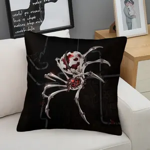 Cyberpunk Mechanical Spider Print Throw Pillow, Sci-Fi Cushion, Steampunk Robot Spider Accent Pillow (Includes Pillow Core), Industrial Pipe Decor for Teen Boys & Gaming Room Bedroom & Sofa