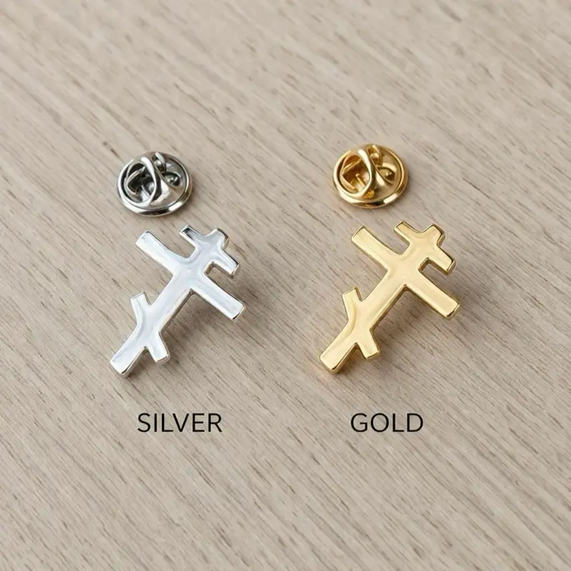 Orthodox 3-Bar Cross Brooch, Lapel Pin, Fashion Collar Clip Accessory