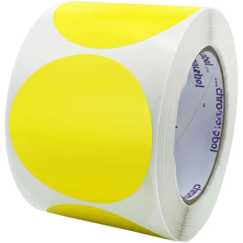 3 Inch Yellow Circle Sticker Labels, 500 Sticky Dots, Easy to Write On ...