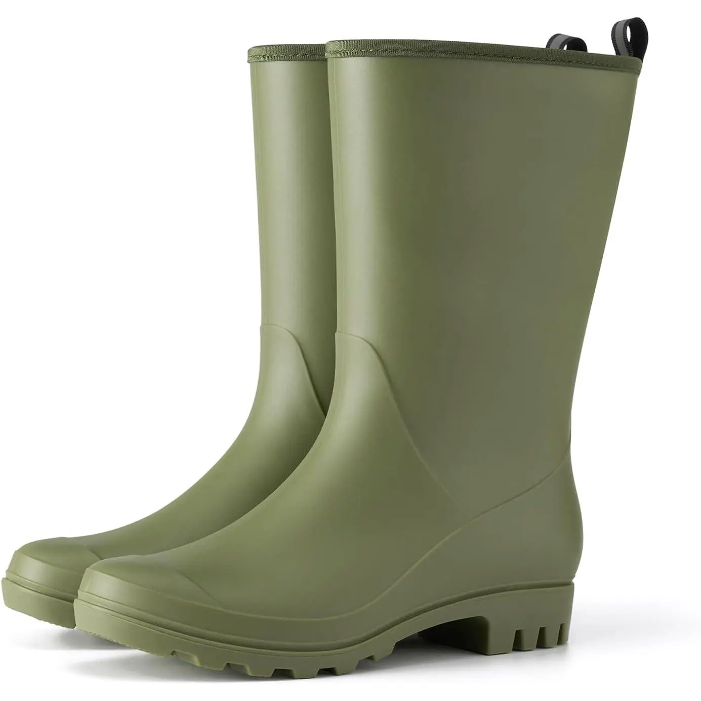 Women Rubber Boots Wide Calf Rain Boots Matte Surface Waterproof PVC Rubber Rain Boot Mid Height Rain Shoes for Outdoor Gardening Work Walking