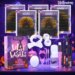 DIY False Eyelashes Kit, 1400 Pieces D Curl Lash Clusters, Individual False Eyelash, Natural to Dense Look, Includes Glue Remover Tweezers Mirror, Perfect Halloween Gift