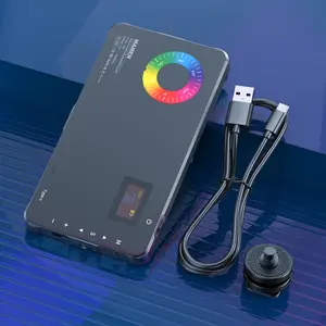 Selfie camera and phone fill light, color rendering index 95+, color temperature 2500K-9000K, rechargeable RGB video fill light, suitable for laptops, cameras, selfies, video conferencing, TikTok live streaming, shooting, etc.