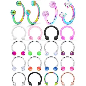 20G 18G 16G 14g Septum Rings Surgical Steel Horseshoe Nose Septum Rings Cartilage Helix Tragus Rook Daith Earring Hoop Lip Piercing Jewelry Retainer for Women Men