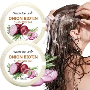 Water Ice Levin Shampoo Bar, Moisturizing Biotin Shampoo with Refreshing Rosemary and Onion Extracts