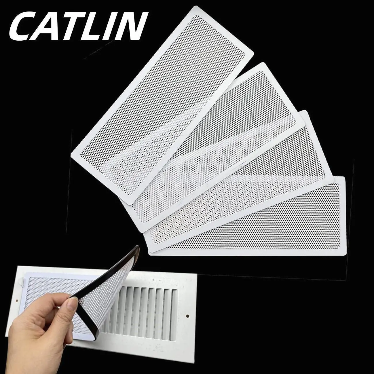 4 packs of white floor ventilation masks, 4 "x10", magnetic, suitable for wall/ ceiling/ floor ventilation filters