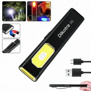 Dikotra Compact Multi-Mode Pocket LED High Lumens Flashlight, 675 Lumens, USB-C Charging, Ipx4 Waterproof, Dual Material, Strobe Light, Camping Hiking Car Emergency Use, Multifunctional Flashlight
