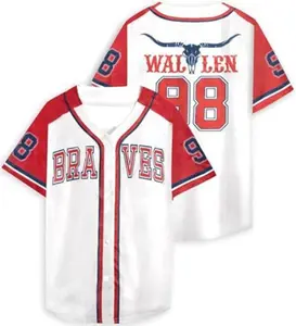 [Hot Jersey Today] Wallen 98 Baseball Jersey – Cow Skull Country Concert Top | Vintage Western Vibes, Soft Cotton Blend