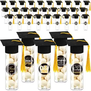 Candy Bottle Caps Graduation Gumball Tubes Graduation Party Favors Including 30pcs Candy Container And 30pcs Mini Caps With Golden Tassels Set For Grad Party Guests Supplies Teen Girl/Boy Gifts Cool Stuff For Room Or Travel