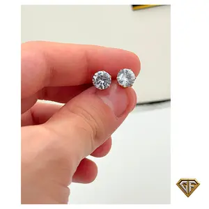 White Diamond 2 Carat Stud Earrings April Birthstone Round Gemstone Cubic Zirconia 5mm or 8mm Christmas Gift for Her Elegant Timeless Design perfect April birthday gift