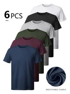 Men's Quick-Dry Sportswear New Arrival Sporty Comfy Breathable Athletics Tee Set, Athletic Sports Clothing, Moisture-Wicking Mesh Fabric, Regular Plain Round Neck, Suitable for Gym/lifestyle/wear