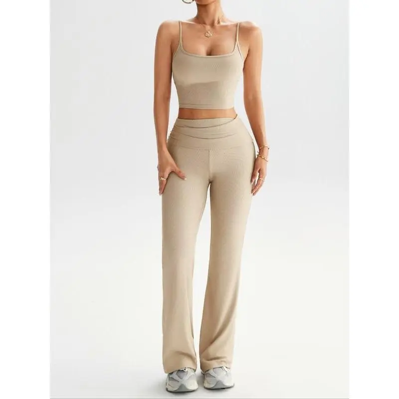 Women's Yoga Exercise Set, Casual Sexy Outdoor Running U-Back Top, Comfortable Tight-Fitting Long Pants, High Neck Sleeveless Jacket Women's Yoga Exercise Set, Casual Sexy Outdoor Running U-Back Top, Comfortable Tight-Fitting Long Pants, High Neck Sleeveless Jacket